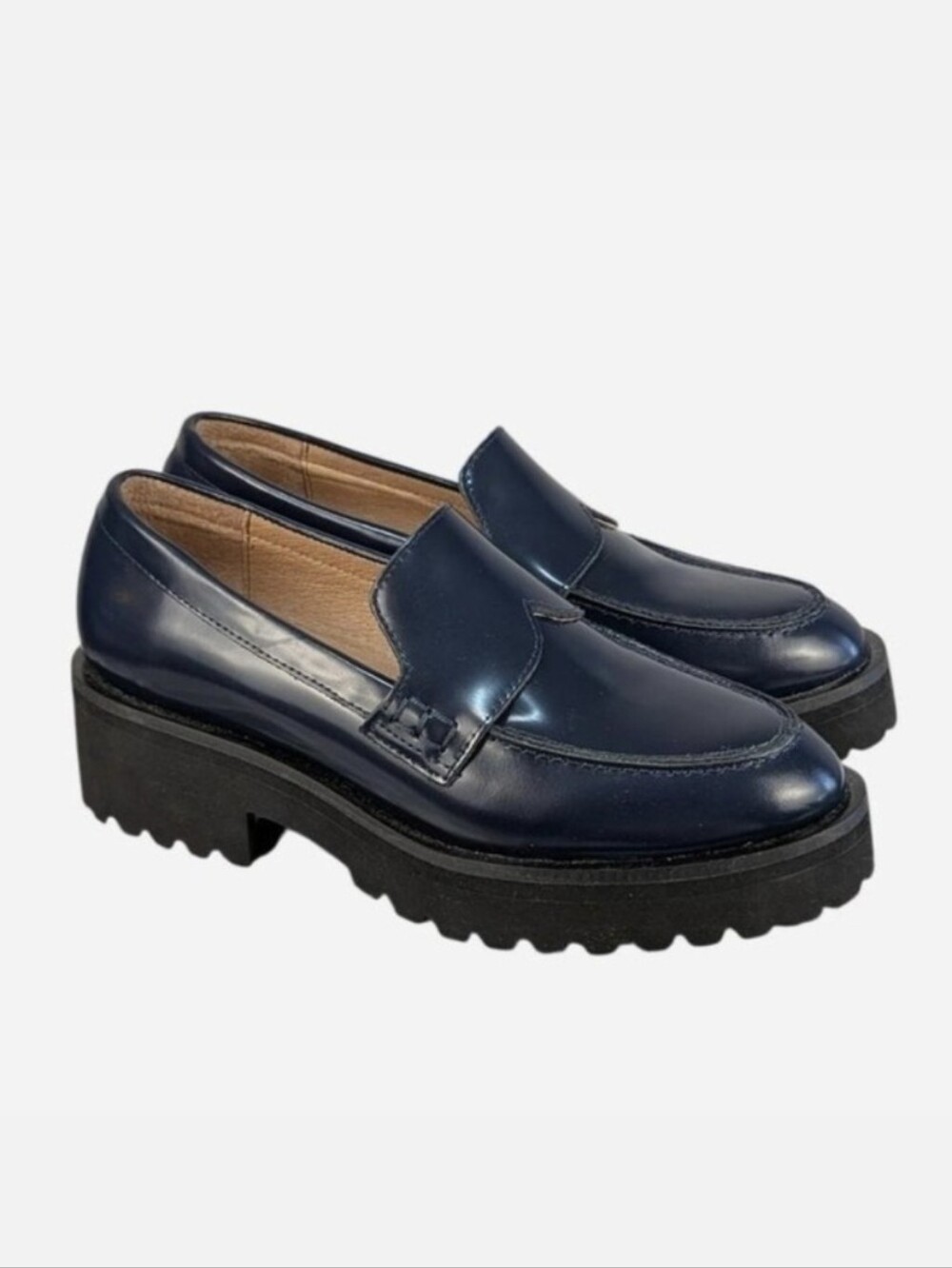 All Black Lugg Lady Loafer Navy Box Leather EU 37 US 6.5